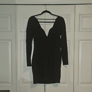 Express Chic Black Long Sleeve Dress